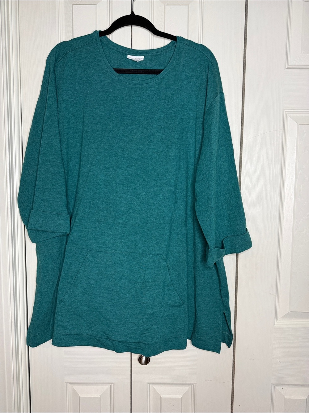 J. Jill Pure Jill Teal Relaxed-Knit Tunic with Front Pocket